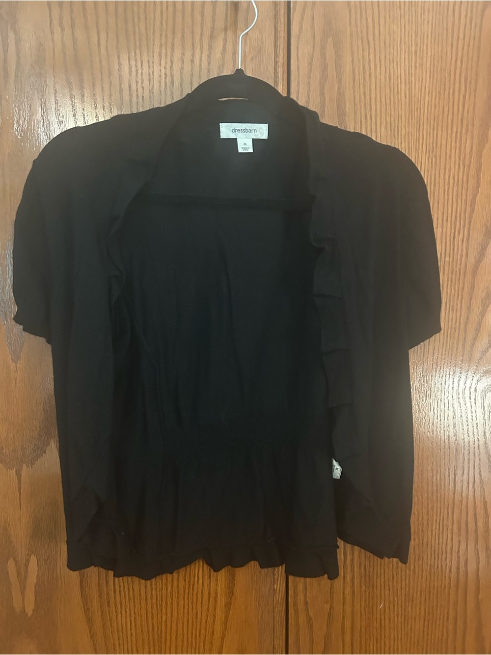 dressbarn Black Ruffle Short-Sleeve Sweater